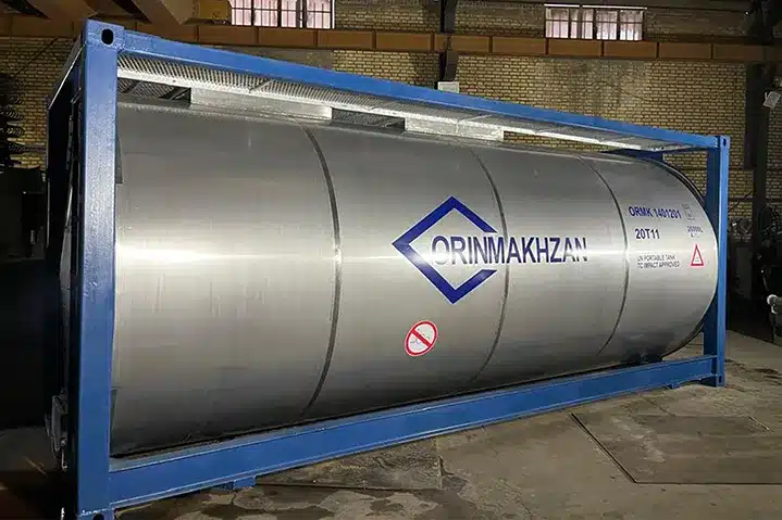 An isotank manufactured by Orin Makhzan on the industrial production line.